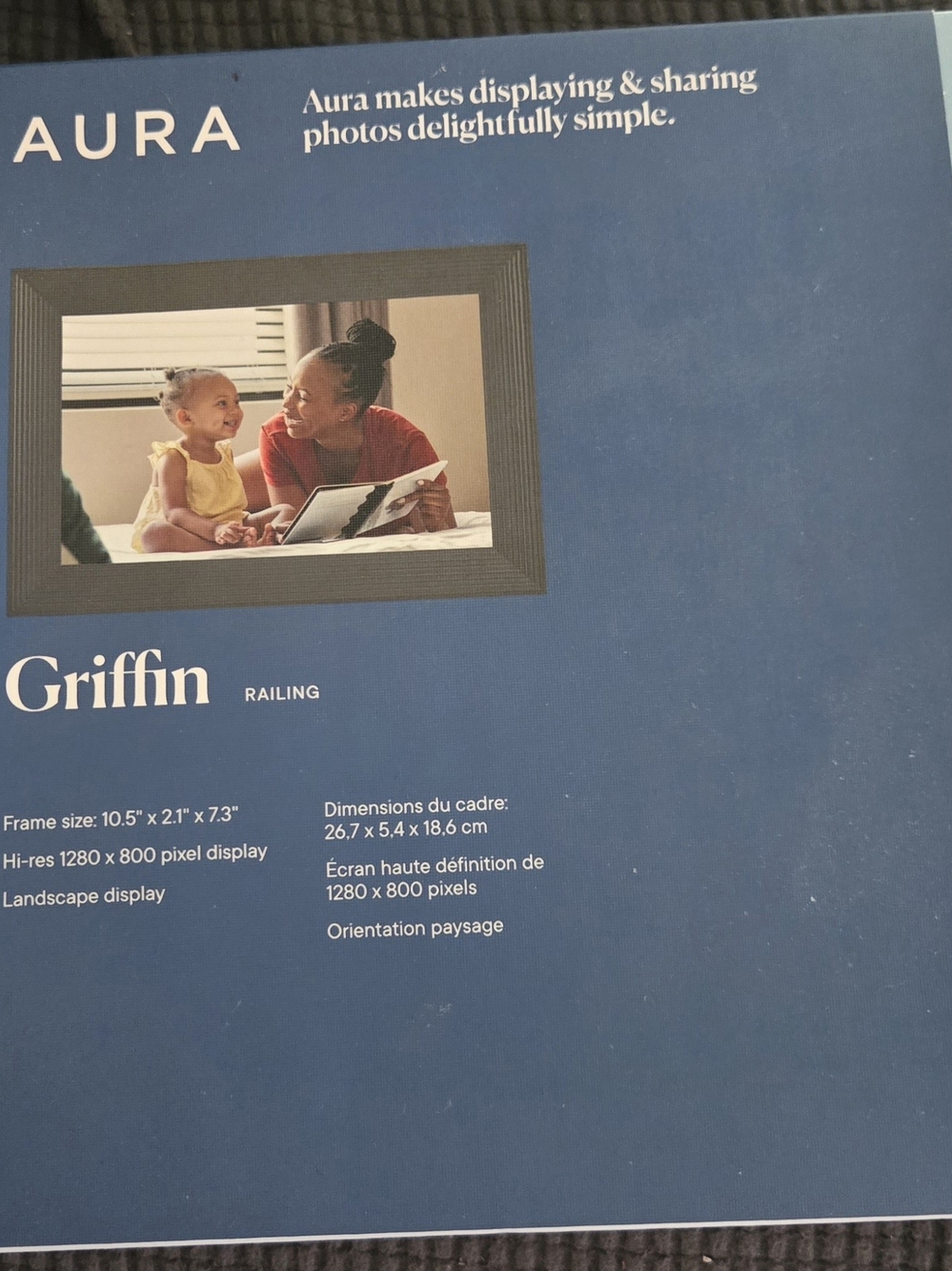 Aura Griffin Railing Digital Photo Frame - Blue Box